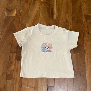 Cream Graphic Baby Tee with Cute Puppies